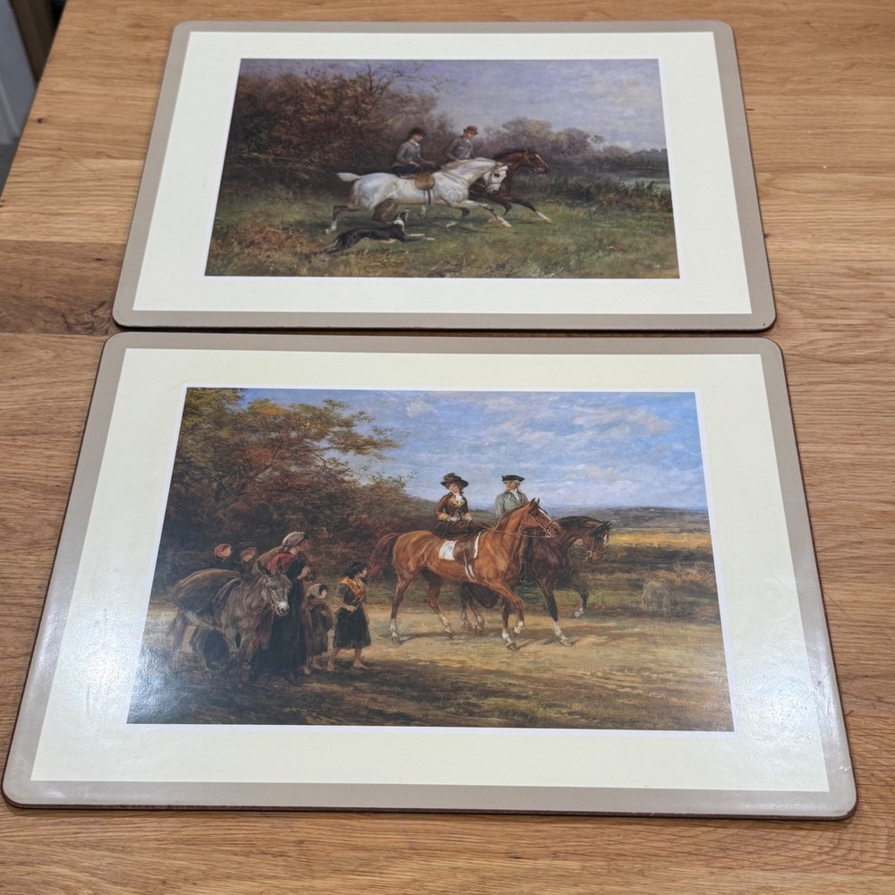 Pimpernel Placemats Set of 2 English Equestrian Horse Scenes Cork Backed England
